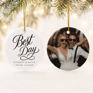 Personalised Best Day Wedding Photo Ornament