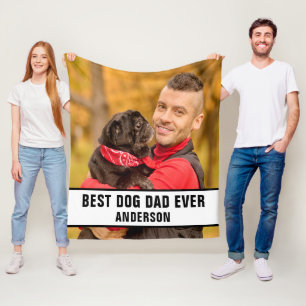 Personalised Best Dog Dad Ever Custom Photo Fleece Blanket