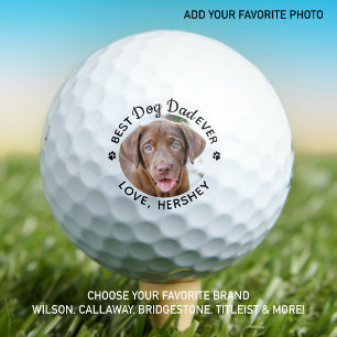 Personalised Best Dog Dad Ever Modern Photo Golf Balls