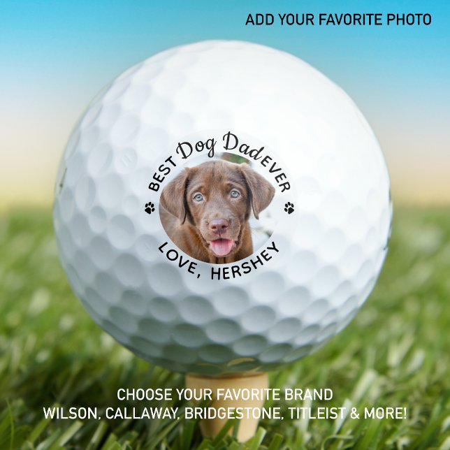 Personalised Best Dog Dad Ever Modern Photo Golf Balls (Creator Uploaded)