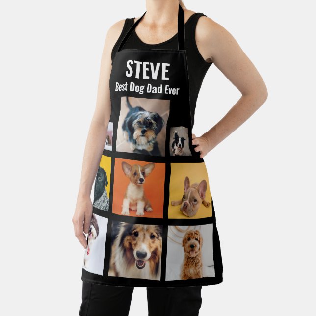 Personalised Best Dog Dad Ever Photo Collage Apron (Insitu)
