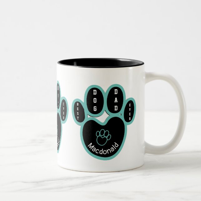 Personalised BEST DOG DAD EVER Two-Tone Coffee Mug (Right)