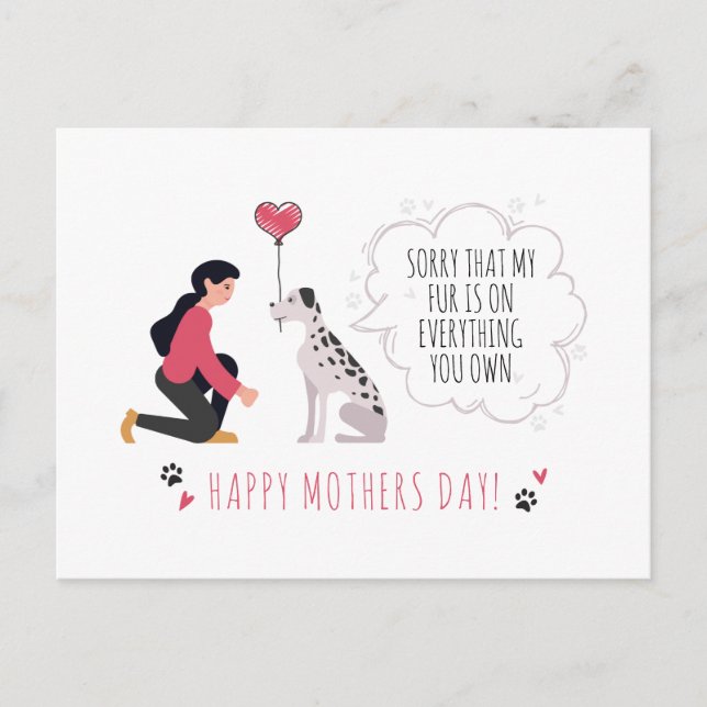 Personalised Best Dog Mum Mothers Day Holiday Card (Front)