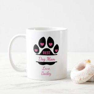 Personalised Best Dog Mum Paw Print Coffee Mug