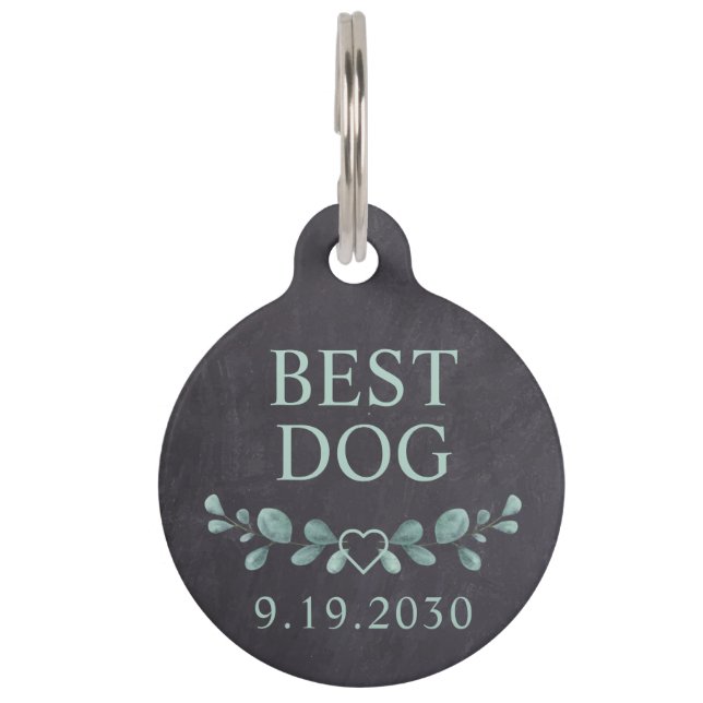 Personalised Best Dog Rustic Pet Wedding  Tag (Front)