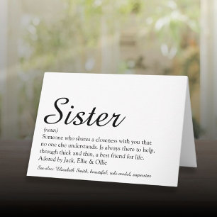 Personalised Best Ever Sister Definition Script Card