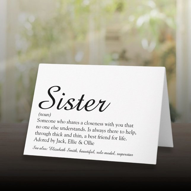Personalised Best Ever Sister Definition Script Card (Personalized Best Ever Sister Definition Script Card)