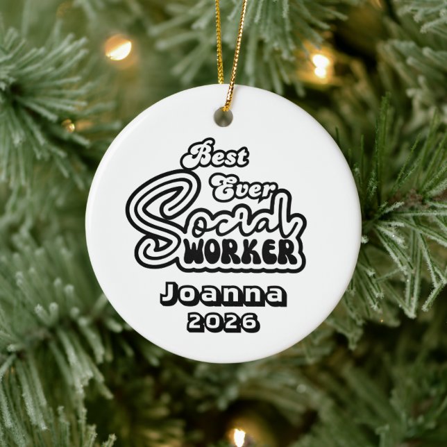Personalised Best Ever Social Worker Ceramic Ornament (Tree)