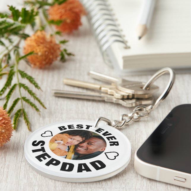 Personalised Best Ever Stepdad | Photo Keychain (Front Right)