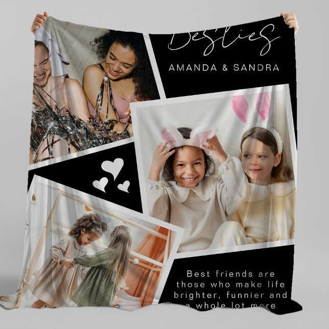 Personalised Best Friend 3 Photo Fleece Blanket (Creator Uploaded)