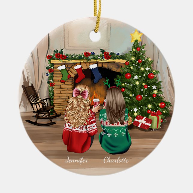Personalised best friend Christmas gift ideas Ceramic Ornament (Front)