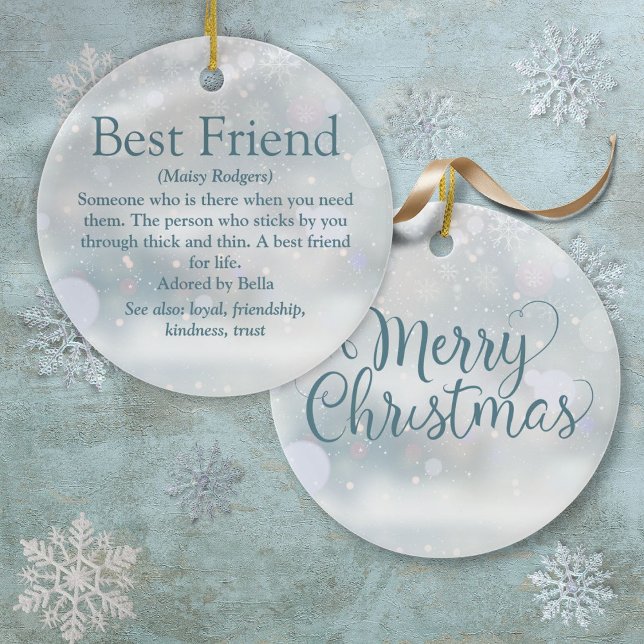 Personalised Best Friend Definition Christmas Ceramic Ornament (Personalized Best Friend Definition Christmas Ceramic Ornament)