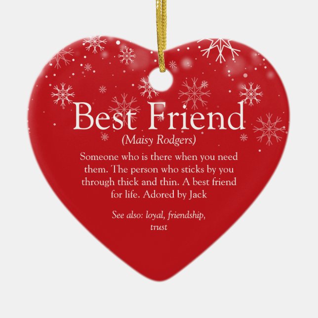 Personalised Best Friend Definition Christmas Ceramic Ornament (Front)