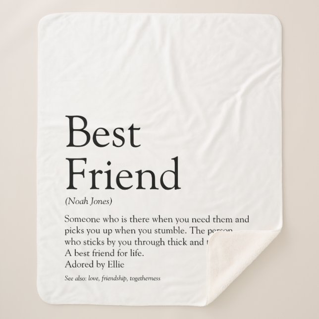 Personalised Best Friend Definition Sherpa Blanket (Front)