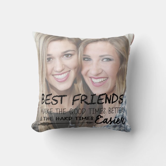 Personalised Best Friend Photo BFF Besties Beige Cushion (Front)