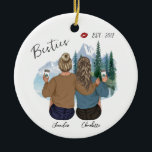 Personalised Best Friend portrait - Custom Bff Ceramic Ornament<br><div class="desc">I can edit anything you want, feel free to contact me. It's free of charge. The Personalised Best Friend Portrait - Custom Bff Ceramic Ornament is a special and unique way to celebrate your friendship. This one-of-a-kind ornament features a hand-painted portrait of you and your best friend, making it a...</div>
