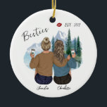 Personalised Best Friend portrait - Custom Bff Ceramic Ornament<br><div class="desc">I can edit anything you want, feel free to contact me. It's free of charge. The Personalised Best Friend Portrait - Custom Bff Ceramic Ornament is a special and unique way to celebrate your friendship. This one-of-a-kind ornament features a hand-painted portrait of you and your best friend, making it a...</div>