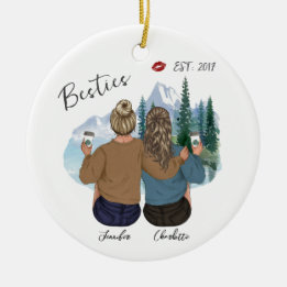 Personalised Best Friend portrait - Custom Bff Ceramic Ornament