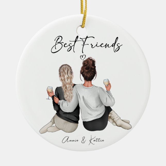Personalised Best Friend Print, Best Friend Gift Ceramic Ornament (Front)