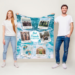 Personalised Best Friends 6 Photo Custom Collage Fleece Blanket