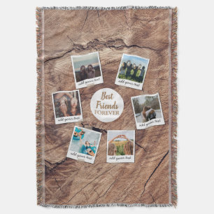Personalised Best Friends 6 Photo Custom Collage Throw Blanket