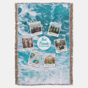 Personalised Best Friends 6 Photo Custom Collage Throw Blanket