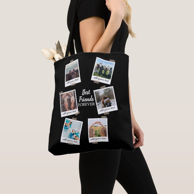 Personalised Best Friends 6 Photo Custom Collage Tote Bag (Close Up)