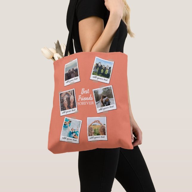 Personalised Best Friends 6 Photo Custom Collage Tote Bag (Close Up)
