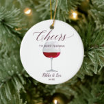 Personalised Best Friends Cheers Wine Christmas Ceramic Ornament<br><div class="desc">Personalised Best Friends Cheers Wine Christmas Ceramic Ornament. Personalise with your custom information on both front and back.</div>