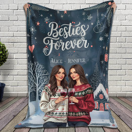 Personalised Best Friends Christmas Besties Foreve Fleece Blanket