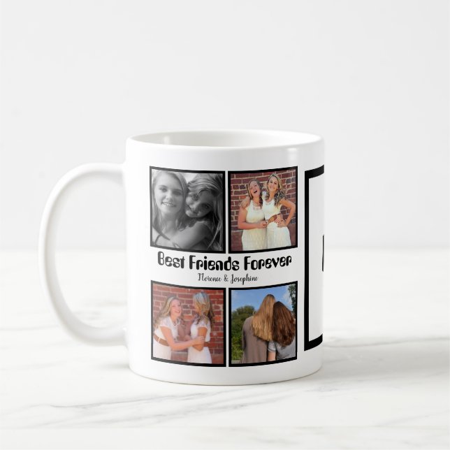 Personalised Best friends forever 4 photo collage Coffee Mug (Left)