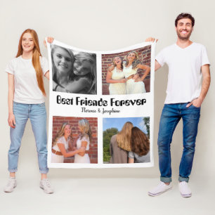 Personalised Best friends forever 4 photo collage Fleece Blanket