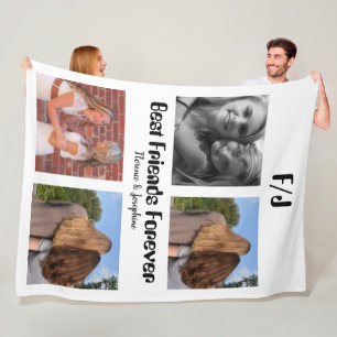 Personalised Best friends forever 4 photo collage Fleece Blanket