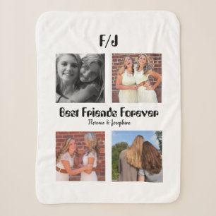 Personalised Best friends forever 4 photo collage Sherpa Blanket