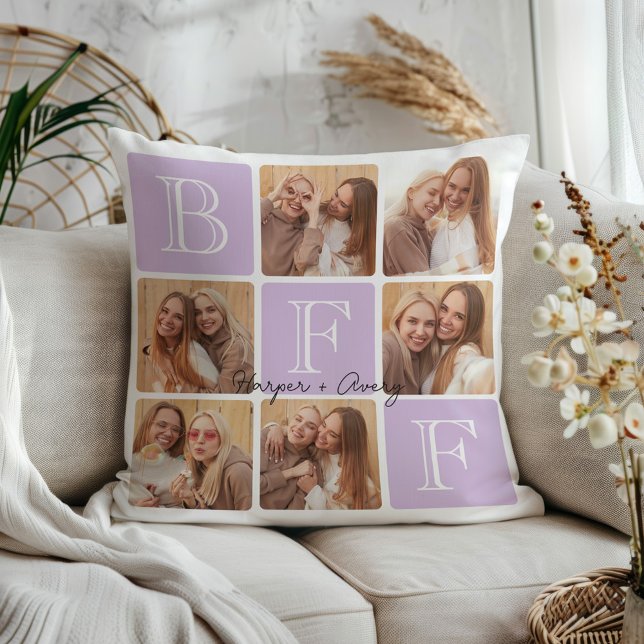 Personalised Best Friends Forever 6 Photo Collage Cushion (Celebrate your unbreakable bond with this "Best Friends Forever" photo pillow! )