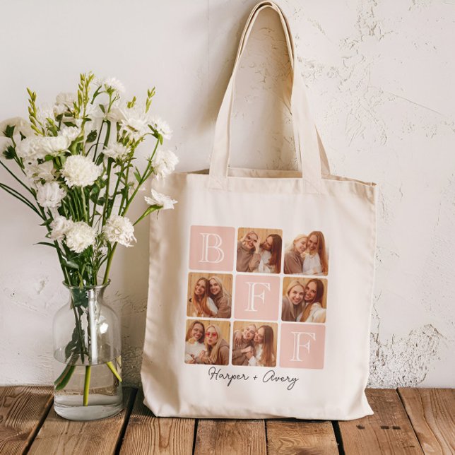 Personalised Best Friends Forever 6 Photo Collage Tote Bag (Celebrate your unbreakable bond with this "Best Friends Forever" photo tote bag! )