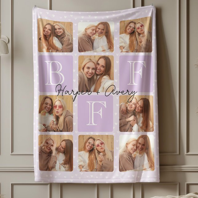 Personalised Best Friends Forever 9 Photo Collage Fleece Blanket (Celebrate your unbreakable bond with this "Best Friends Forever" photo blanket! )