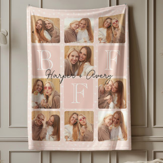 Personalised Best Friends Forever 9 Photo Collage Fleece Blanket
