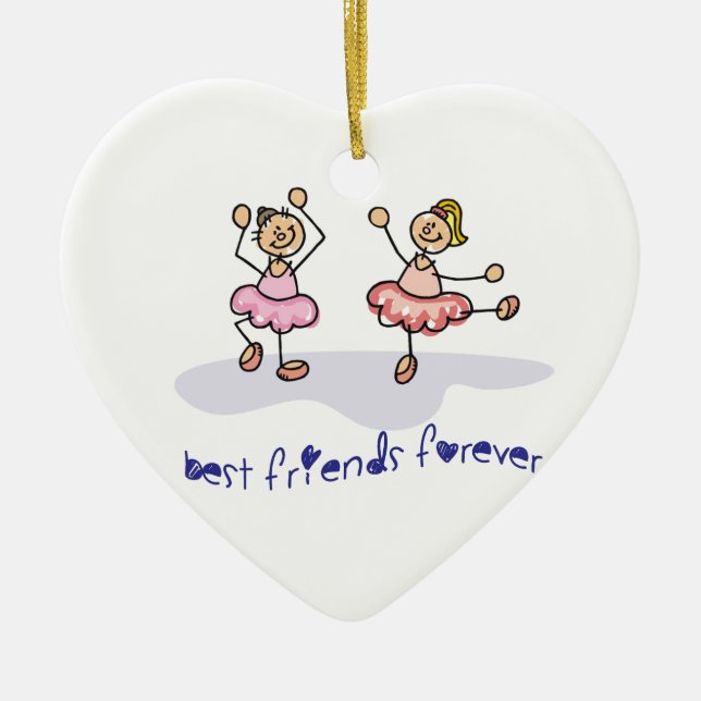 PERSONALISED BEST FRIENDS FOREVER DANCING GIRLS CERAMIC TREE DECORATION (Front)