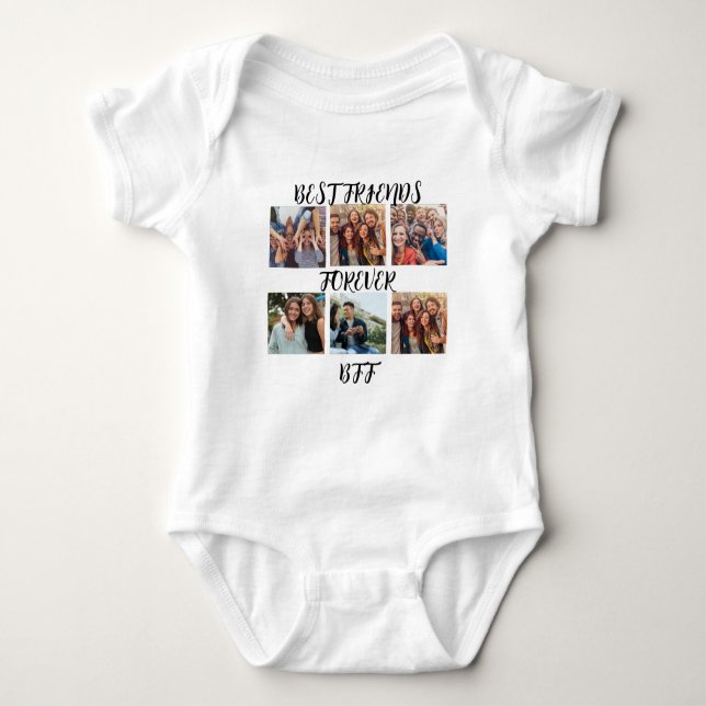 Personalised "Best Friends Forever" Photo Template Baby Bodysuit (Front)