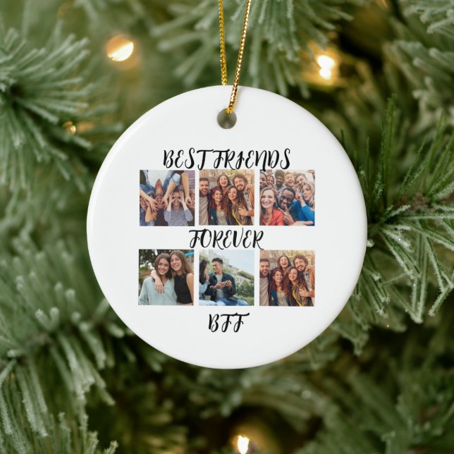 Personalised "Best Friends Forever" Photo Template Ceramic Ornament (Tree)