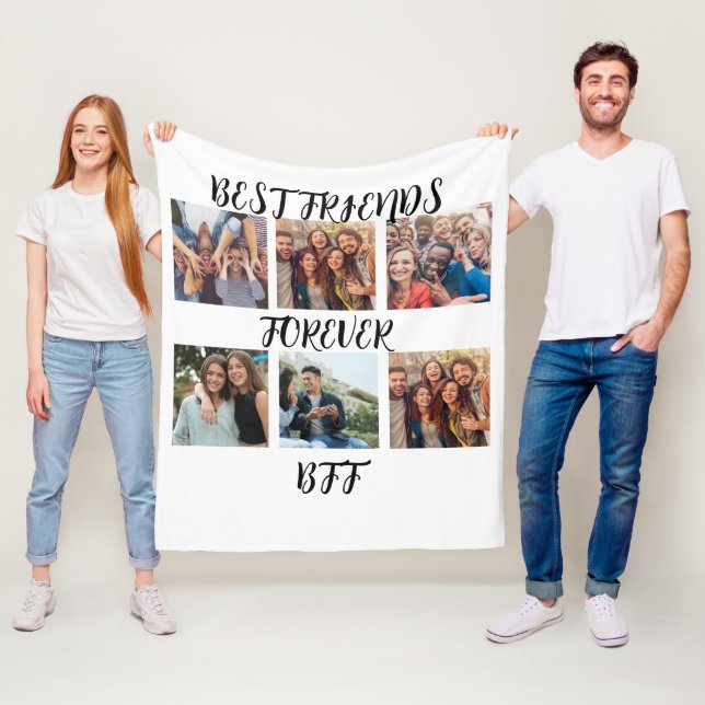Personalised "Best Friends Forever" Photo Template Fleece Blanket (In Situ)