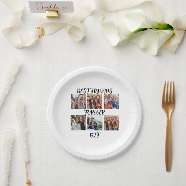 Personalised "Best Friends Forever" Photo Template Paper Plate (Wedding)