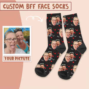 Personalised Best Friends Photo - Face on Black Socks