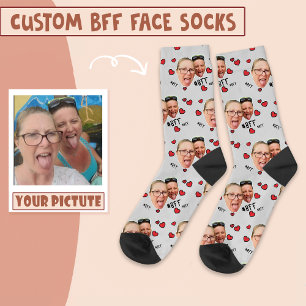Personalised Best Friends Photo - Face on Grey Socks