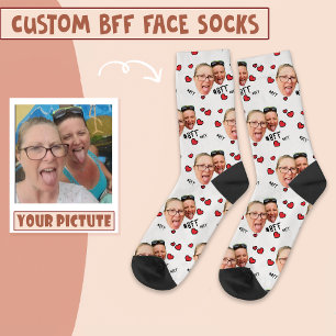 Personalised Best Friends Photo - Face on White Socks
