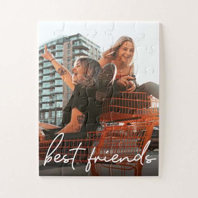 Personalised Best Friends Script Photo Jigsaw Puzzle (Vertical)