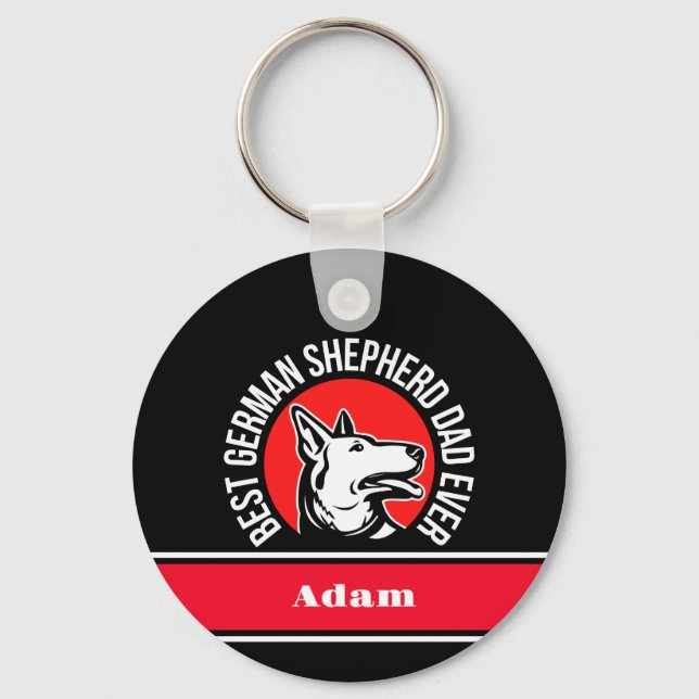 Personalised Best German Shepherd Dad Ever Key Ring (Front)