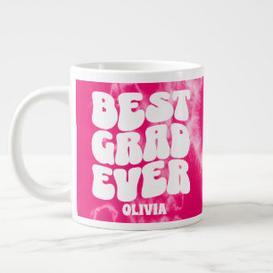 Personalised Best Grad Ever Pink Tie Dye  Large Coffee Mug