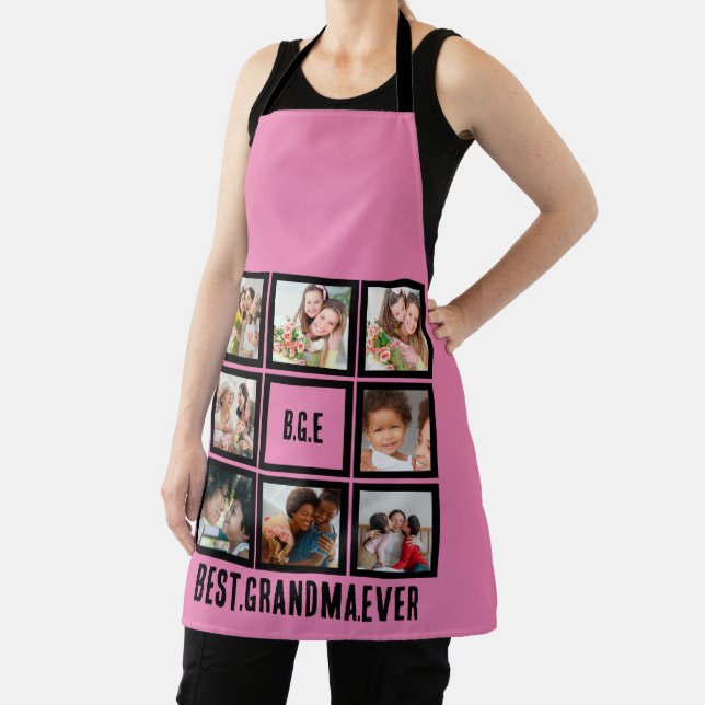 Personalised Best Grandma Ever 8 Photo Collage Apron (Insitu)